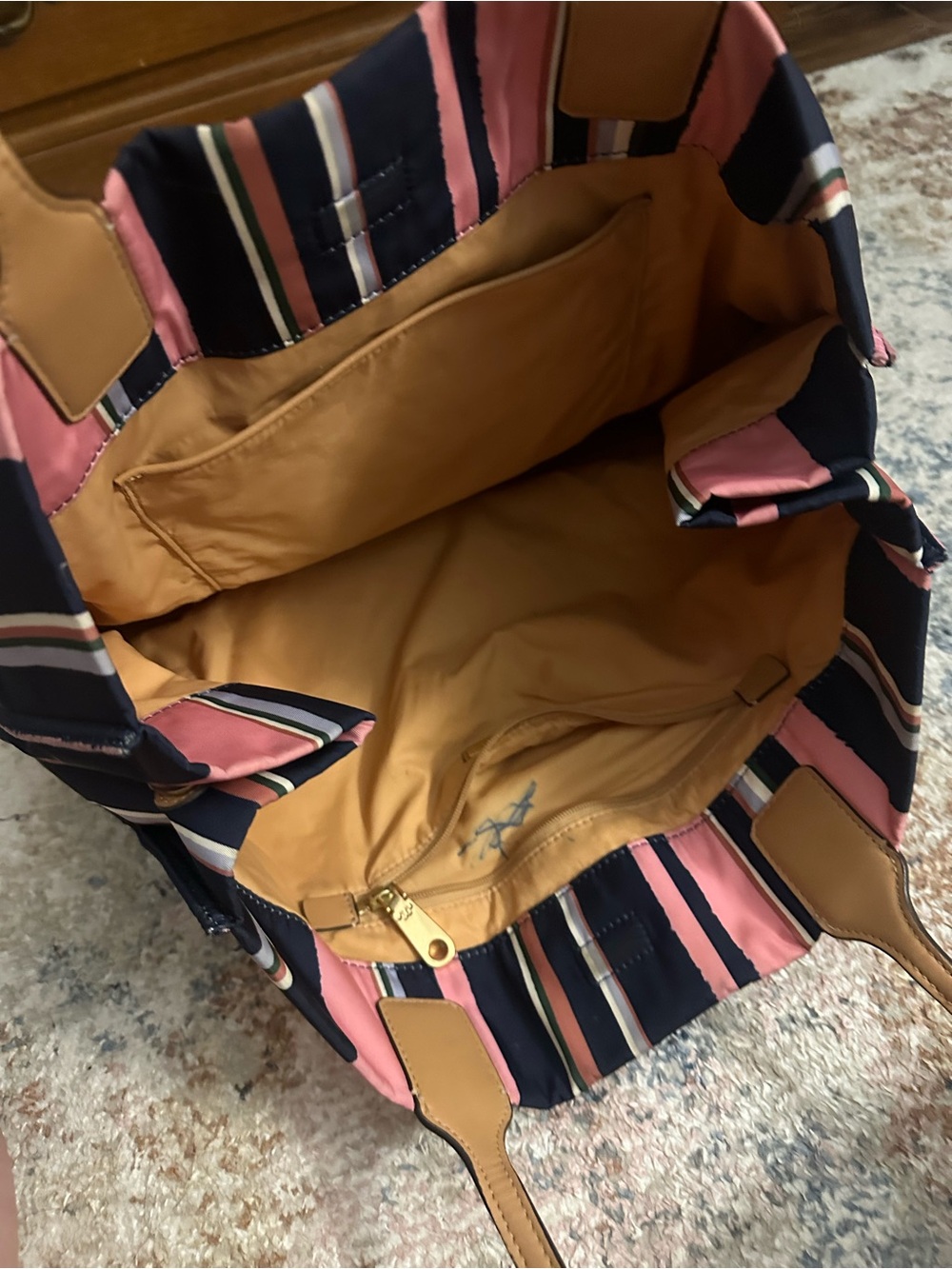 Tory Burch Striped Nylon Ella Tote Bag - Picture 3 of 6